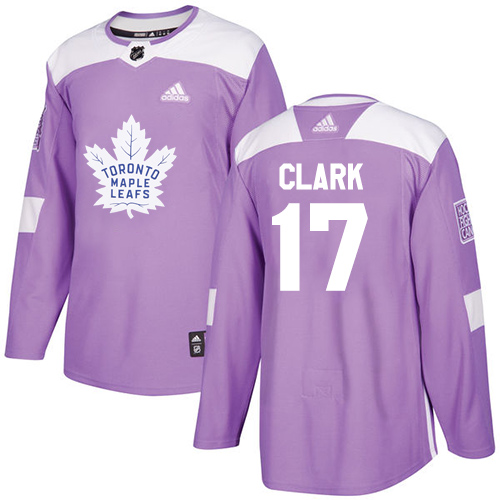 Adidas Maple Leafs #17 Wendel Clark Purple Authentic Fights Cancer Stitched NHL Jersey